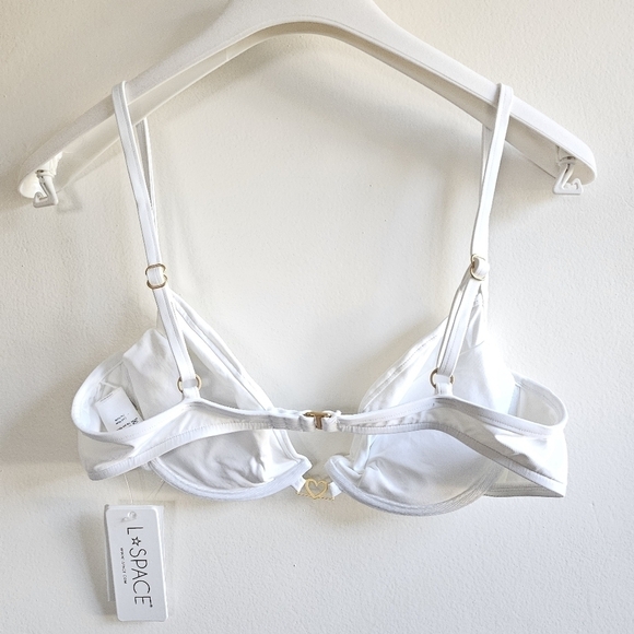 New L*SPACE Stardust White Swim Bikini Top NWT Large - Picture 7 of 9